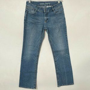 Cowgirl Tuff Jeans Size 32 Mid Rise Bootcut Vintage Wash Stretch Denim Western